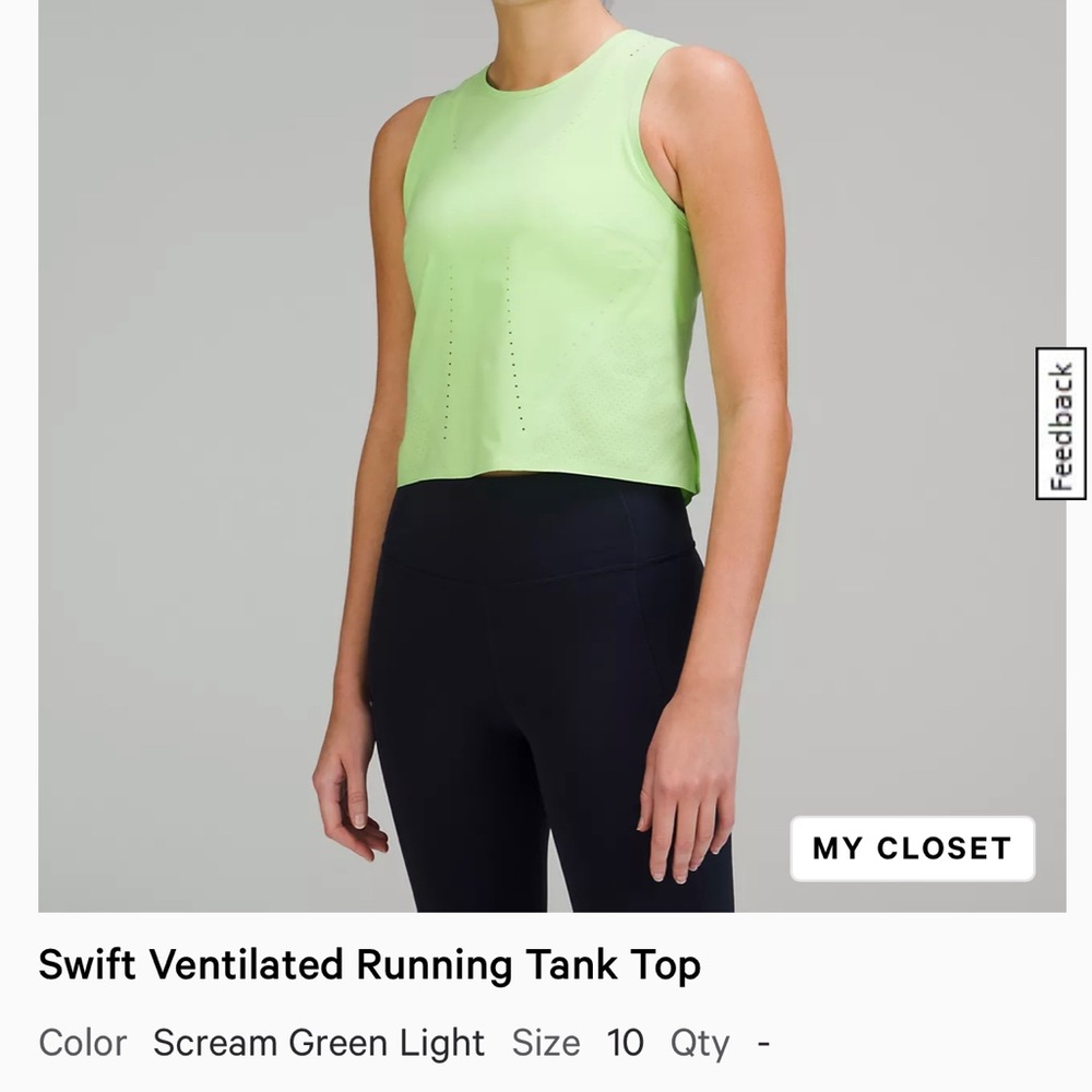 Lululemon Swift Ventilated Tank Size 10
